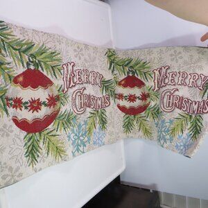 Merry Christmas tapestry table runner 67" long 13" wide